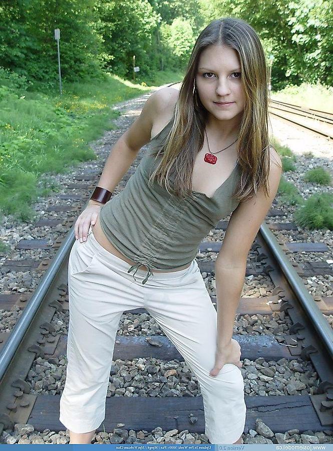20P Pictures of teen Josie Model exposing herself on a train track