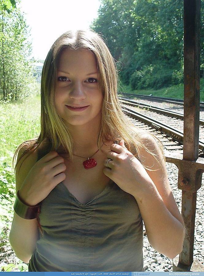 20P Pictures of teen Josie Model exposing herself on a train track