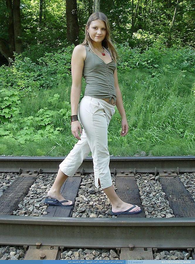 20P Pictures of teen Josie Model exposing herself on a train track
