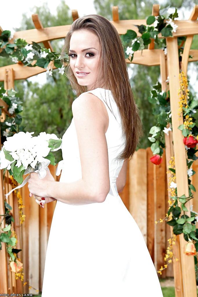 16P Sexy wife Tori Black strips off white lace lingerie and fondles tits