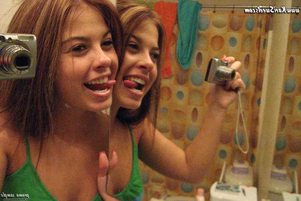 20P Kari takes pictures of herself in the bathroom and on the stairs