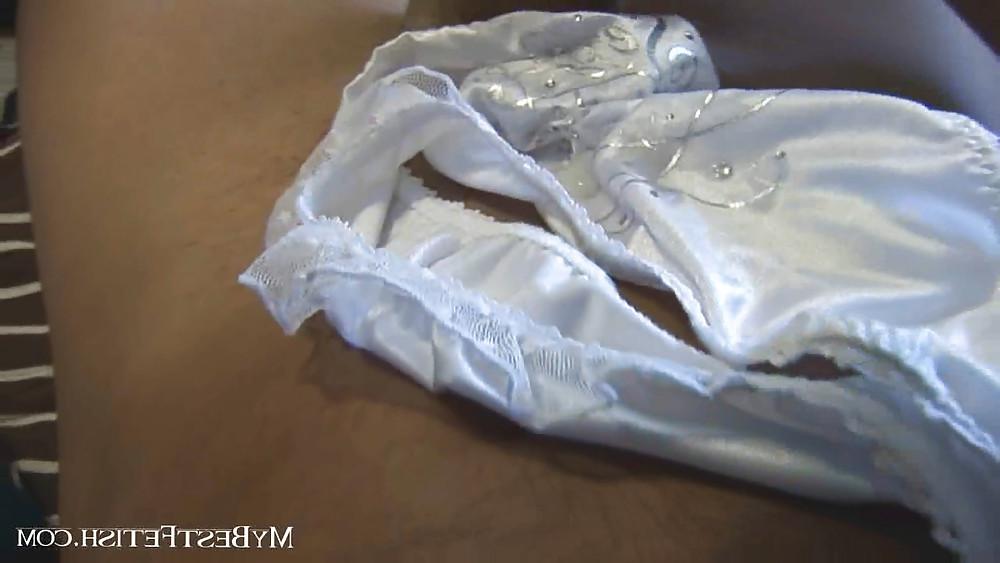 16P JERKING OFF IN STOLEN WHITE SATIN PANTIE
