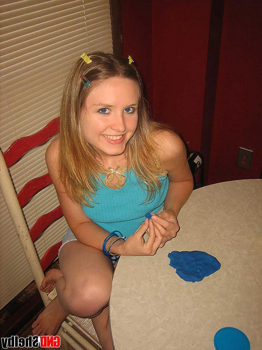 12P Cute petite teen Shelby strips naked after she plays with Play-Doh