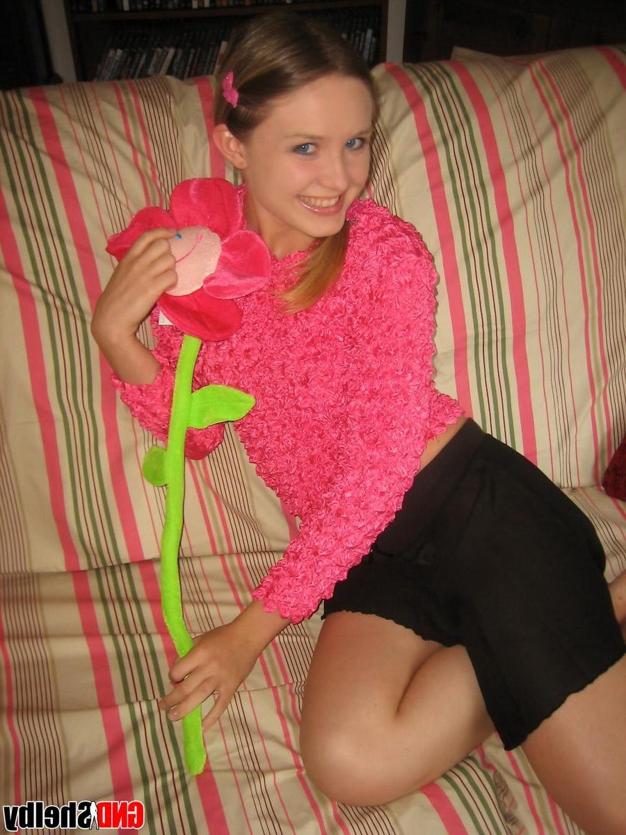 12P Petite teen Shelby strips naked and starts to play with her moist tight pussy