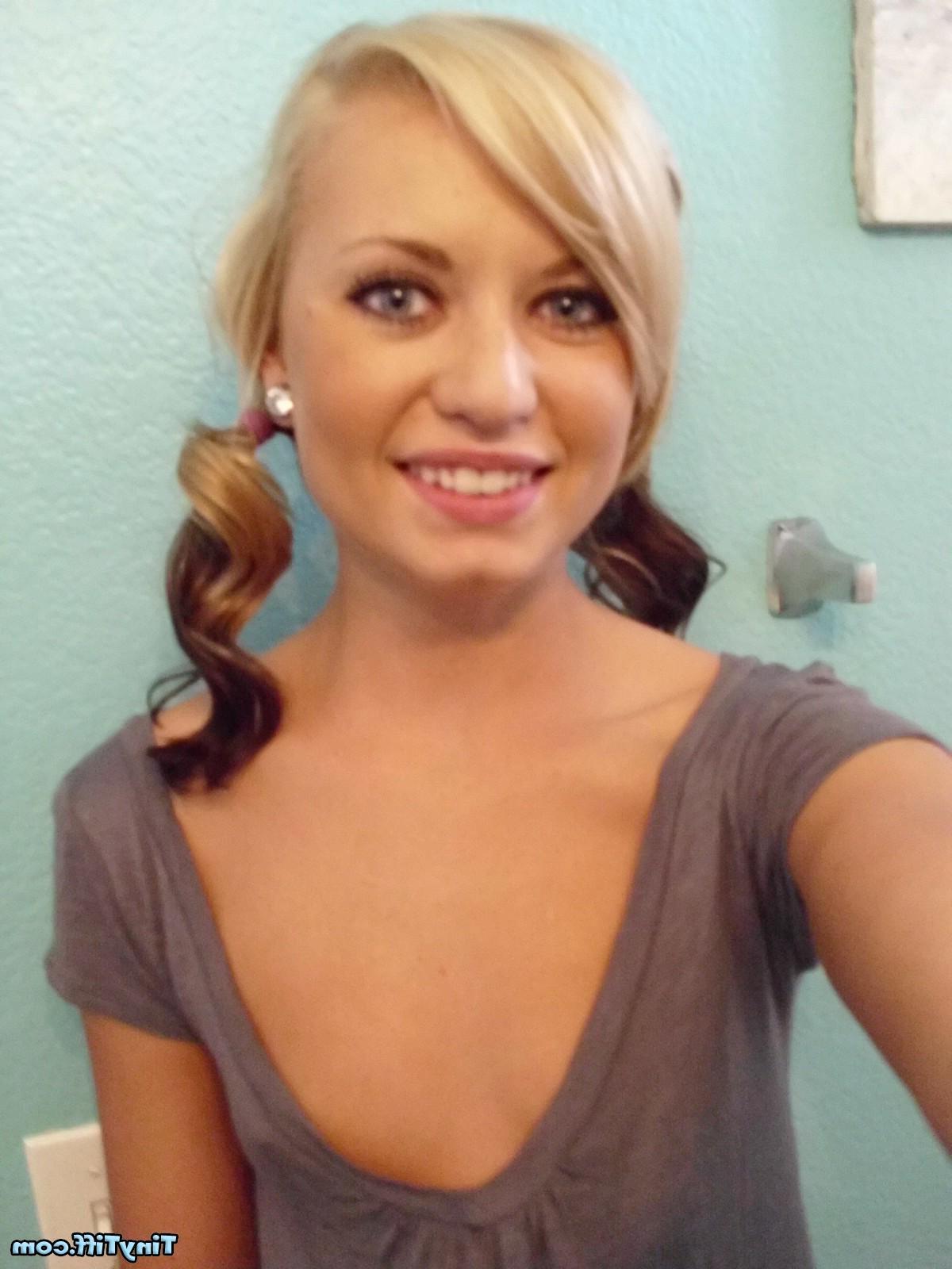 16P Blonde girl Tiff takes pictures of herself in the mirror