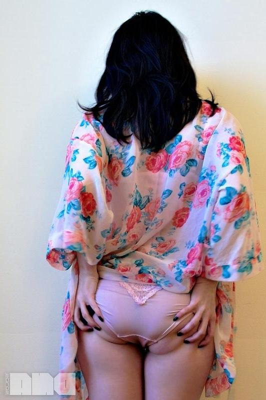 15P Brunette model Lilly Rose poses in her pink lingerie