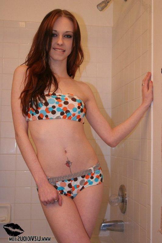 16P Liz takes a shower in a hot bikini