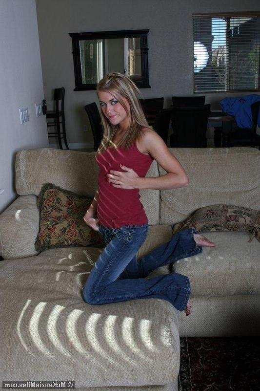 20P Screencaps of teen amateur McKenzie Miles sliding down her jeans so you can get