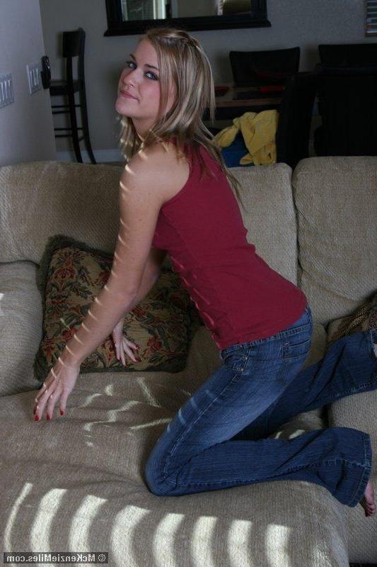20P Screencaps of teen amateur McKenzie Miles sliding down her jeans so you can get