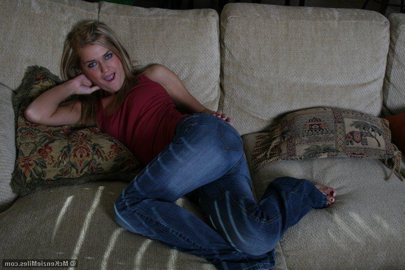20P Screencaps of teen amateur McKenzie Miles sliding down her jeans so you can get
