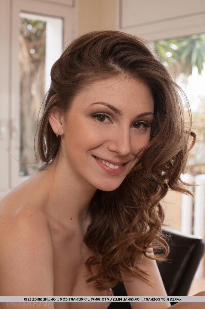 18P Brunette teen Karen K strips naked for you at home