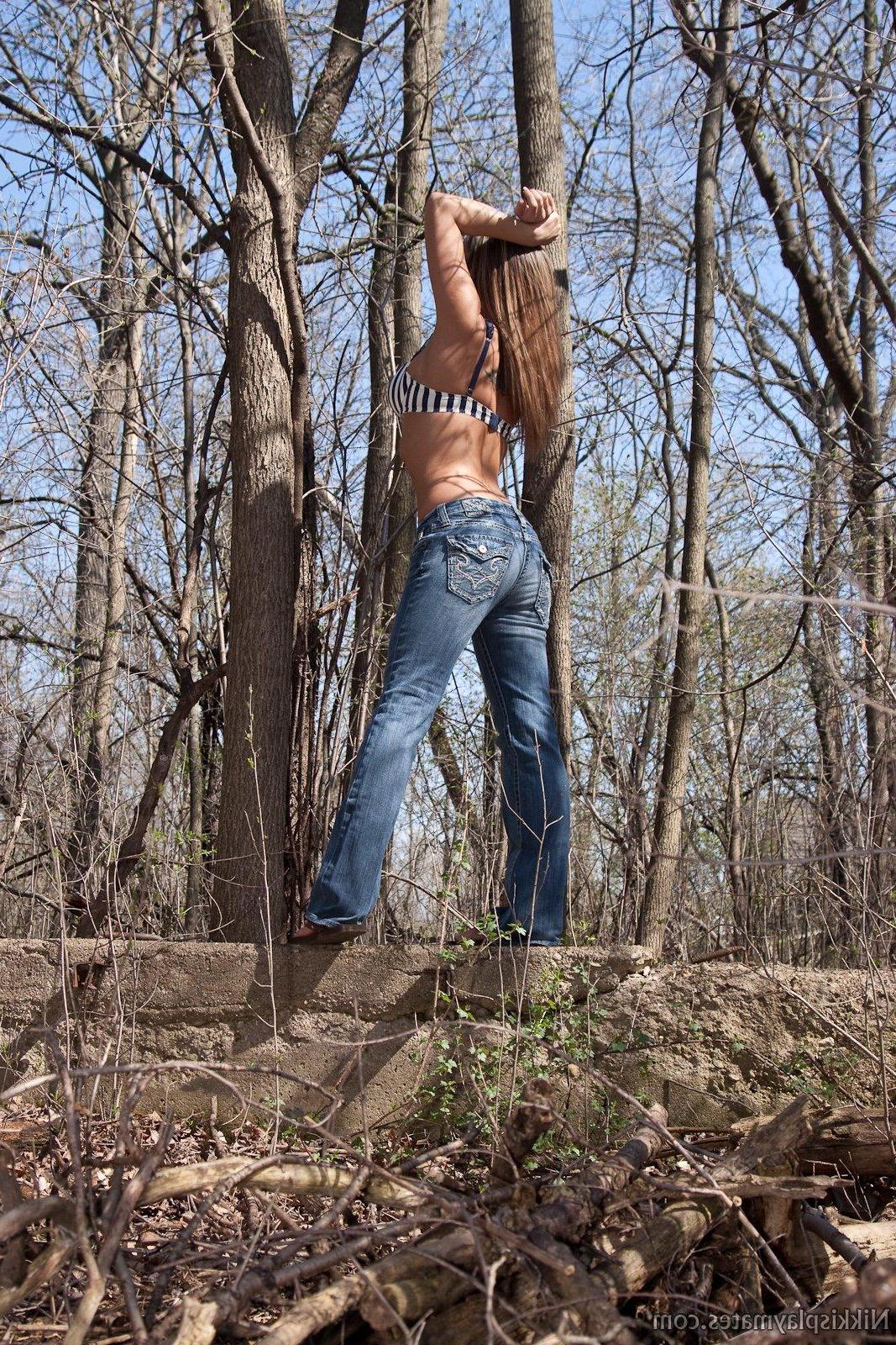 15P Pictures of teen model Nikki Sims giving your cock a tease outside