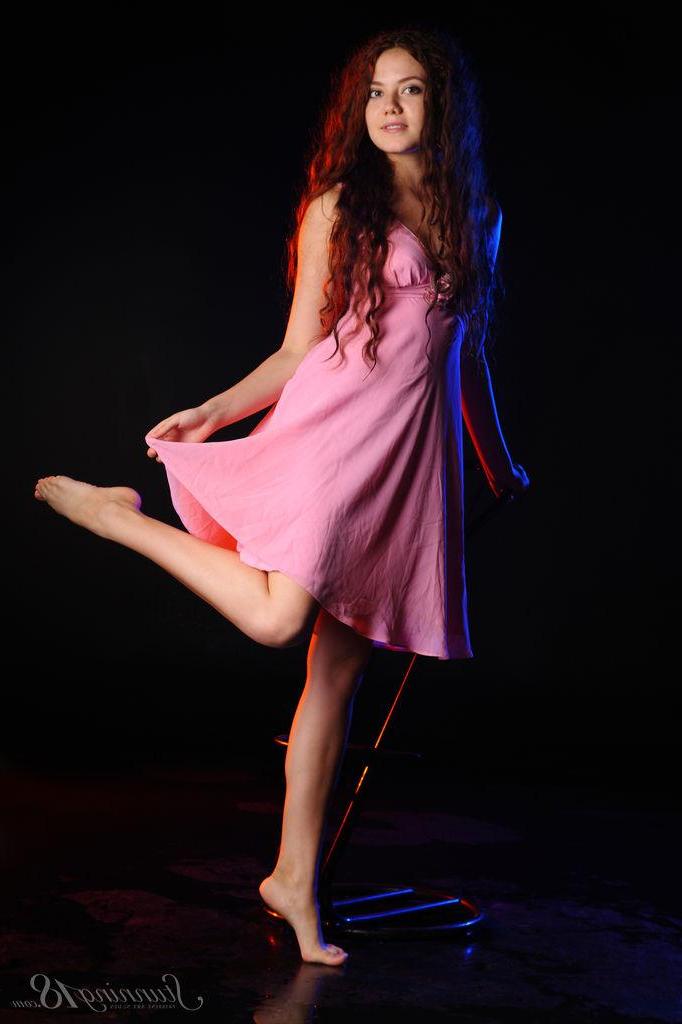 16P Beautiful girl Norma Joel strips out of her pink dress for you in "Emotions"