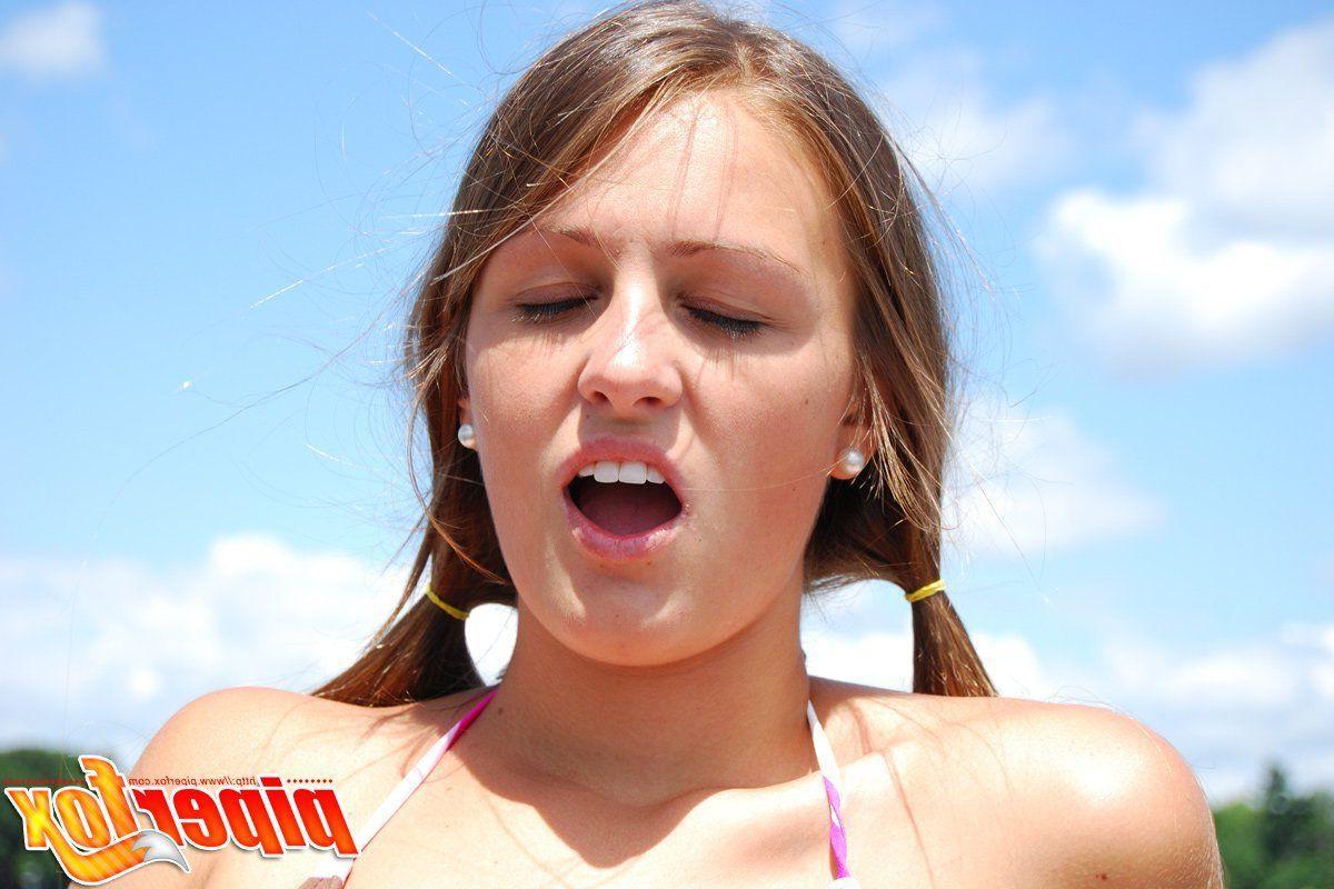 15P Pictures of teen hottie Piper Fox playing with herself in a bikini