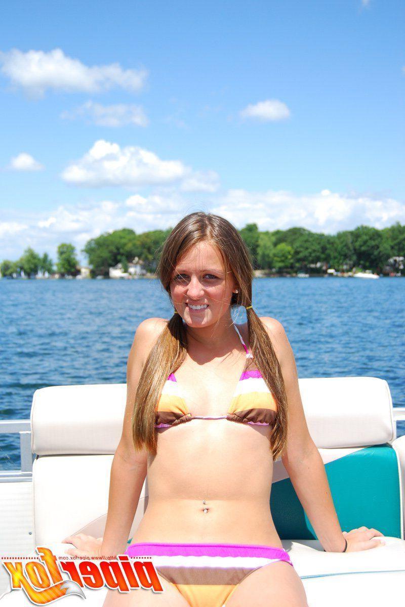 15P Pictures of teen hottie Piper Fox playing with herself in a bikini