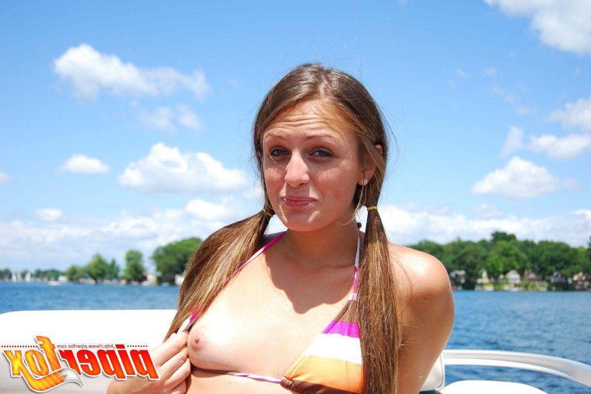 15P Pictures of teen hottie Piper Fox playing with herself in a bikini