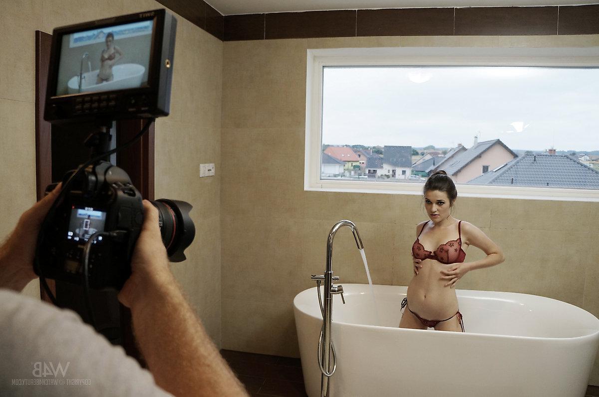 16P Hot brunette girl Serena takes you behind the scenes on her hot photo shoots