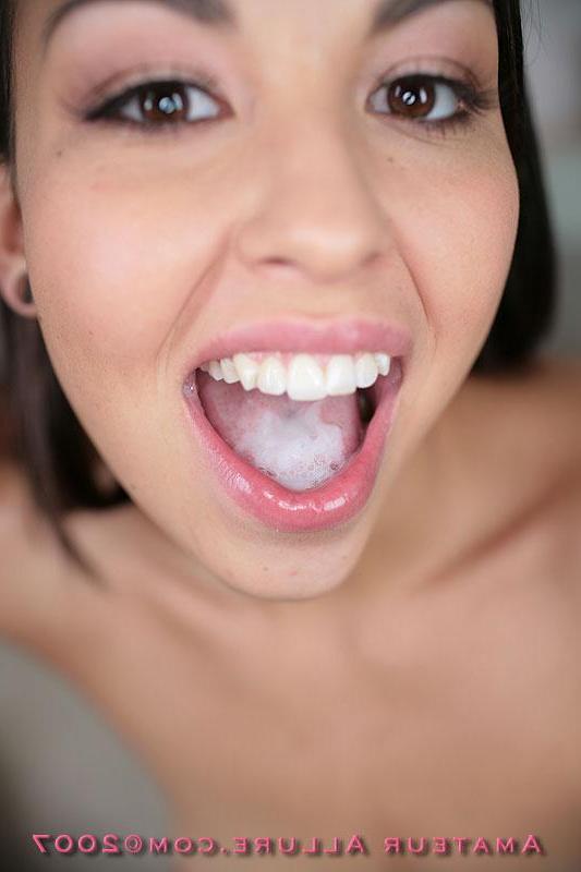 15P Stunning teen Talia deepthroats cock and eats jizz