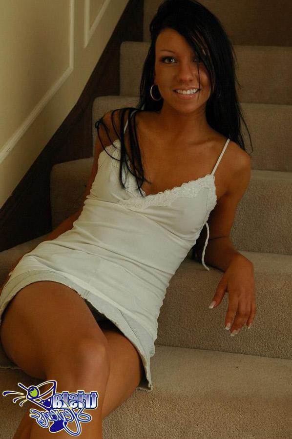 12P Trista spreads her pussy lips for you on the stairs