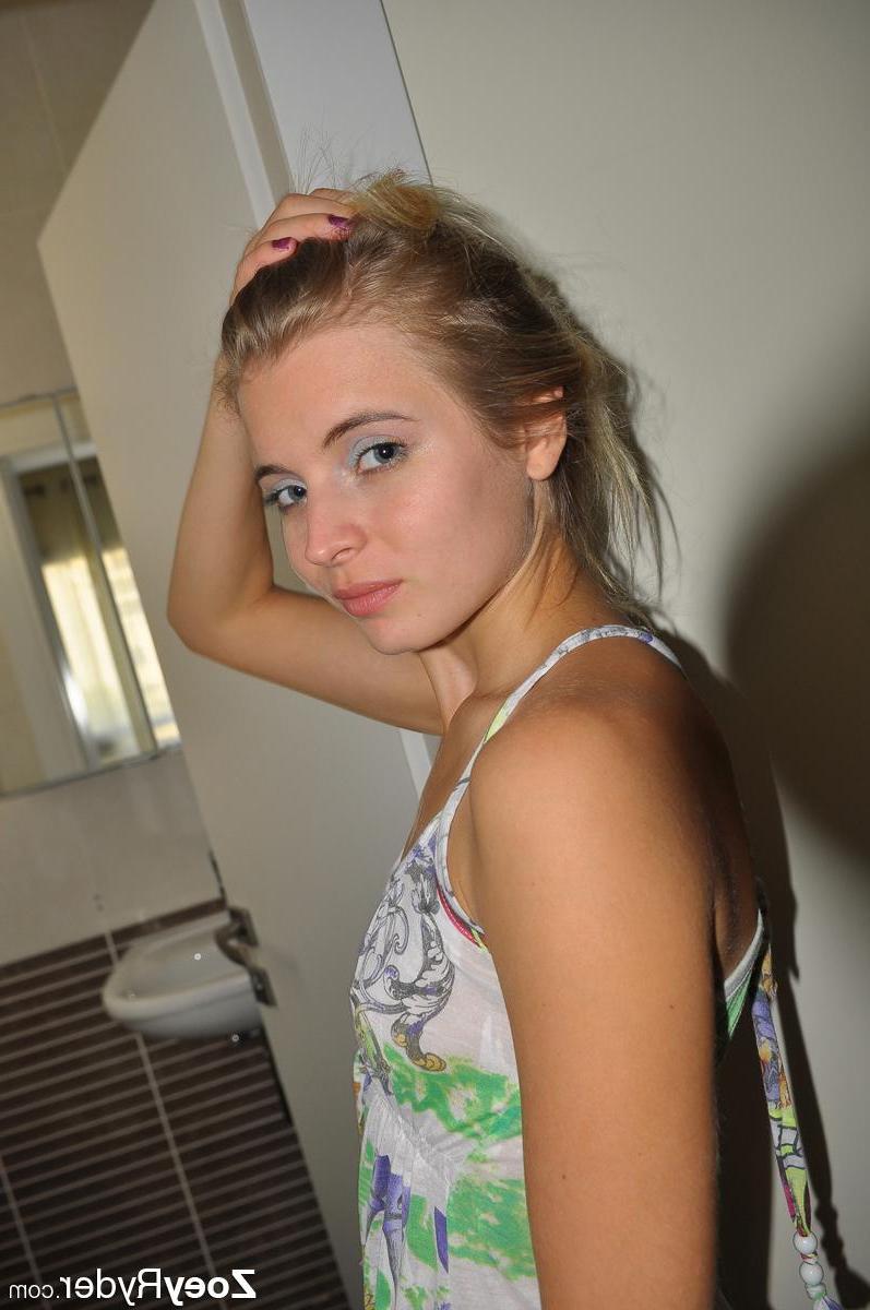 15P Petite teen Zoey Ryder flashes her tits and ass for you in the bathroom