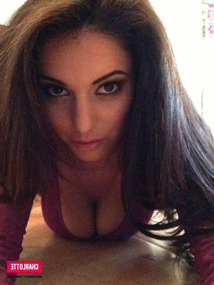 12P Charlotte peels her tight bodysuit top down