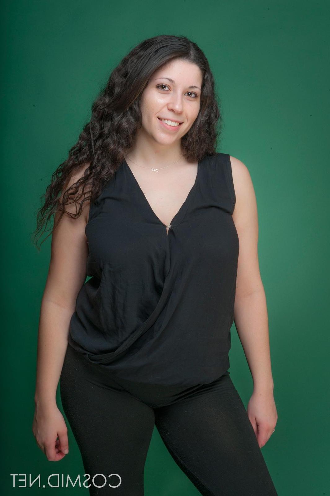 16P Curvy brunette Margaret Abello shows off her large round boobs
