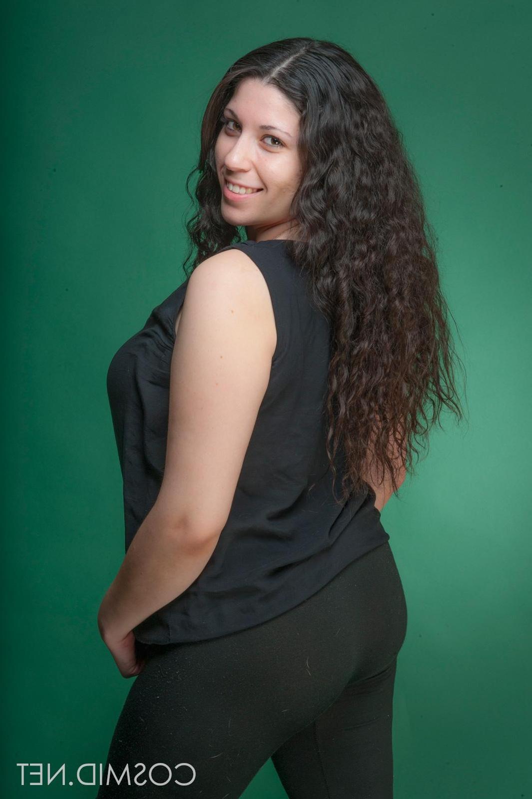 16P Curvy brunette Margaret Abello shows off her large round boobs