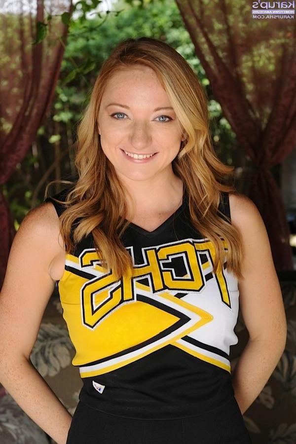 15P Strawberry blonde cheerleader Indiana Jane strips naked