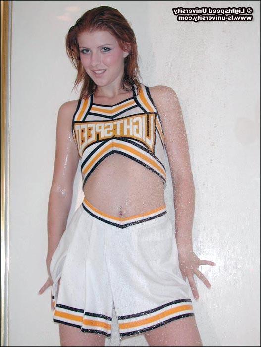20P Pictures of a redhead cheerleader getting all wet
