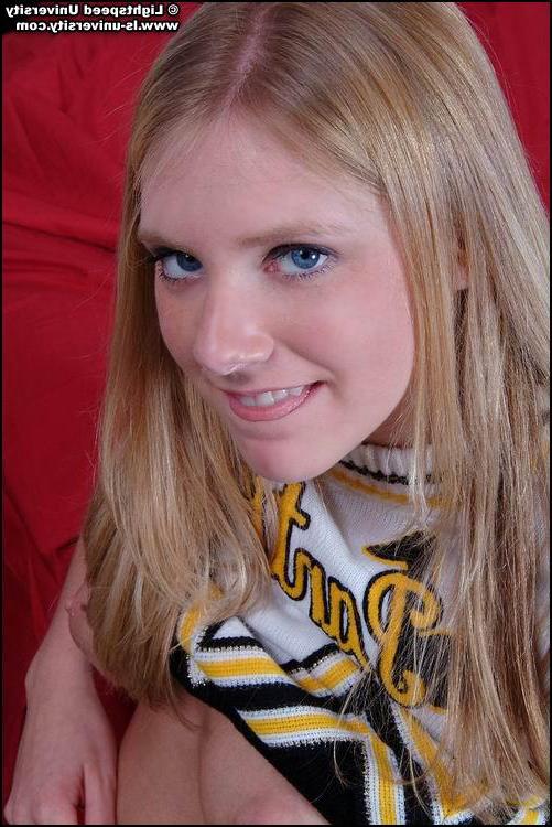 20P Pictures of a hot blonde cheerleader getting naked
