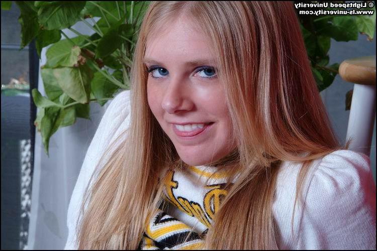 20P Pictures of a hot blonde cheerleader getting naked