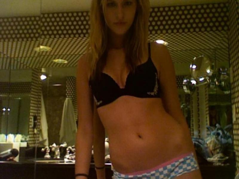 10P Wild blonde babe strips naked in the bathroom