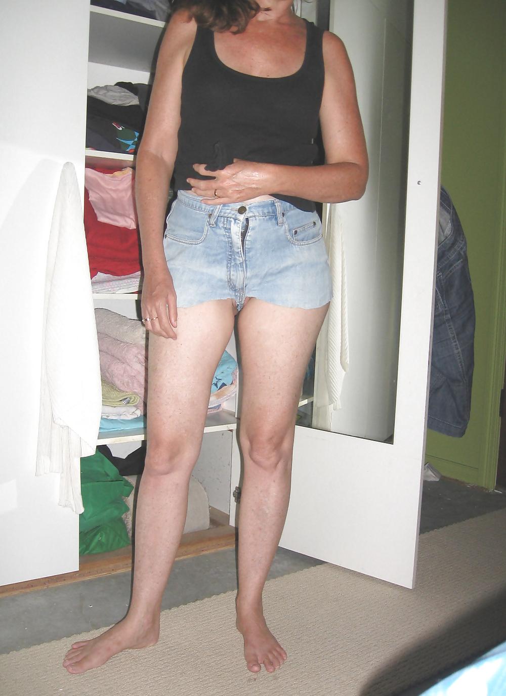12P My redhead wife's jean shorts