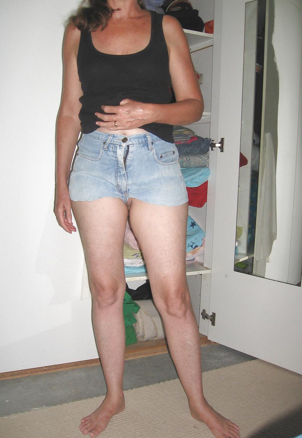 12P My redhead wife's jean shorts