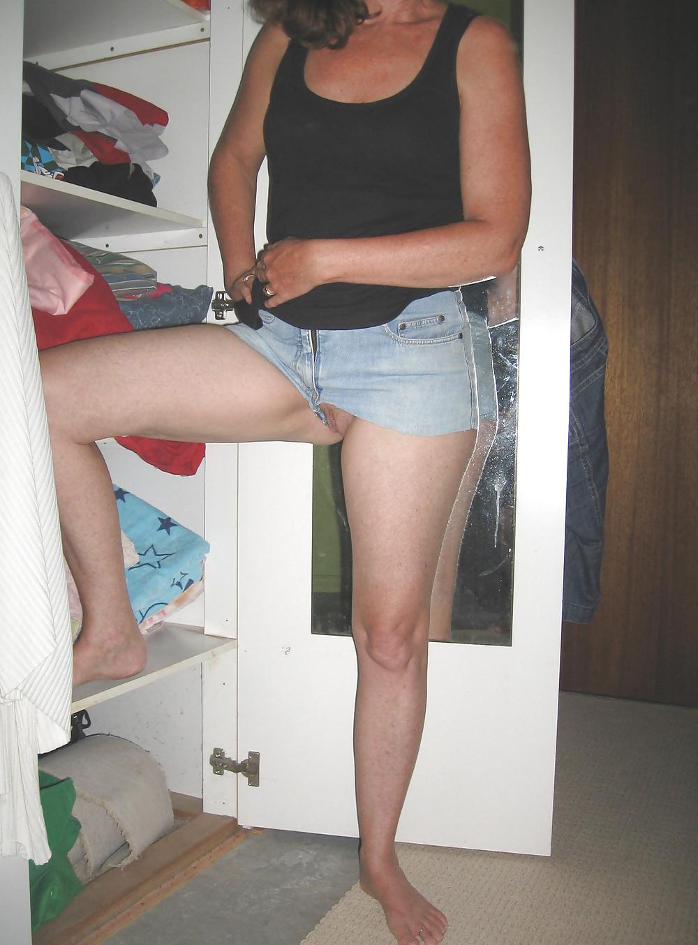 12P My redhead wife's jean shorts