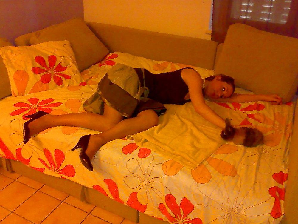 25P Waiting for him in miniskirt stockings and hight heels