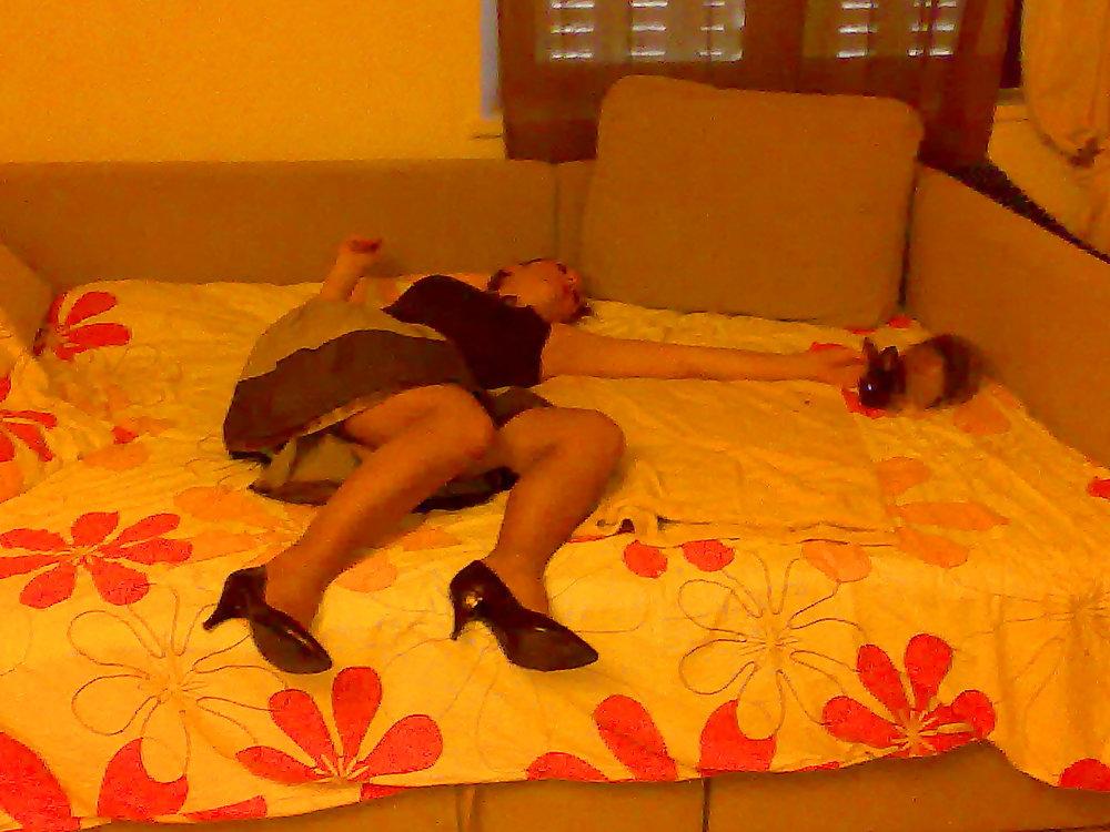 25P Waiting for him in miniskirt stockings and hight heels