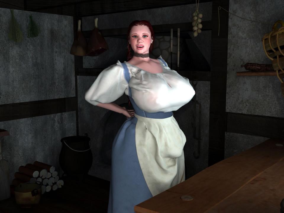 12P Bigtitted 3D BBW country girl shows her pink pussy