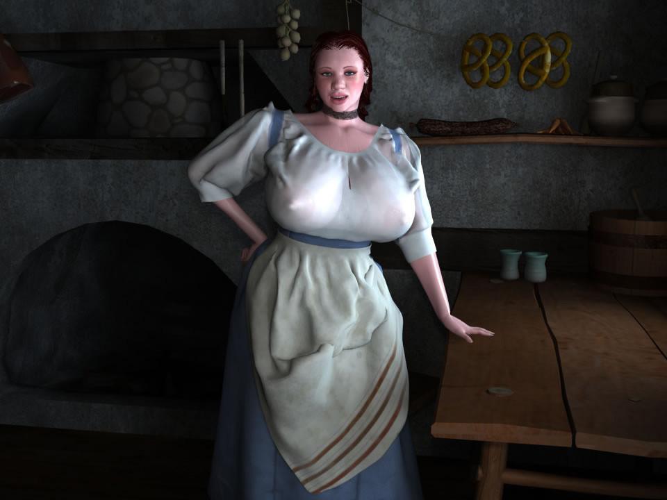 12P Bigtitted 3D BBW country girl shows her pink pussy
