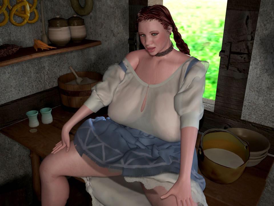 12P Bigtitted 3D BBW country girl shows her pink pussy