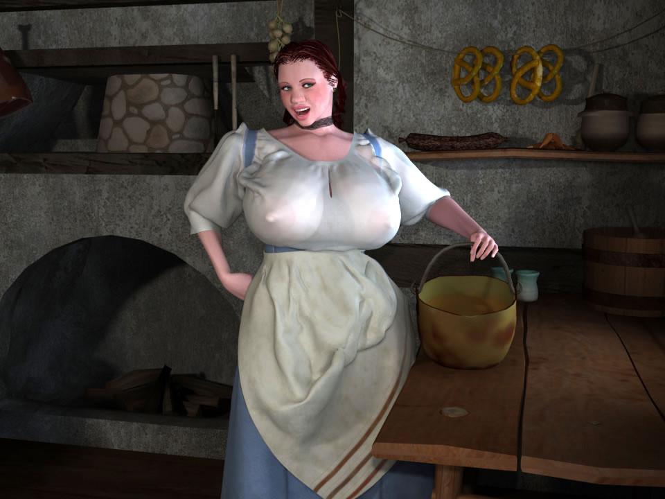 12P Bigtitted 3D BBW country girl shows her pink pussy