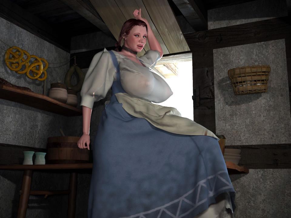 12P Bigtitted 3D BBW country girl shows her pink pussy