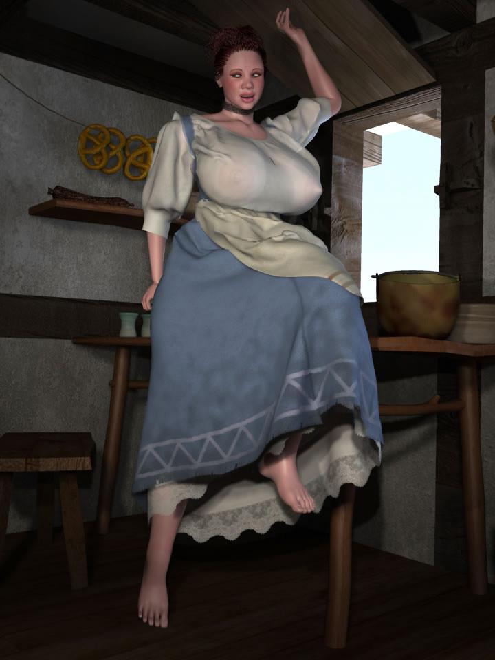 12P Bigtitted 3D BBW country girl shows her pink pussy