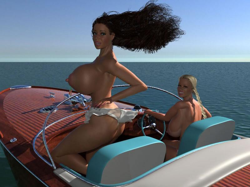 12P Large breasted 3D blonde nude hottie wakeboarding