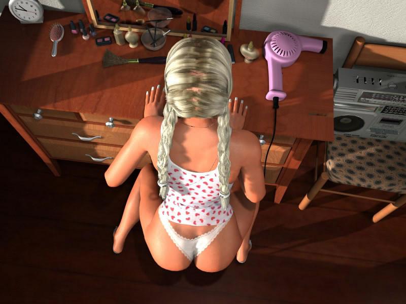 12P Hot 3D blonde girl shaking her sexy big booty