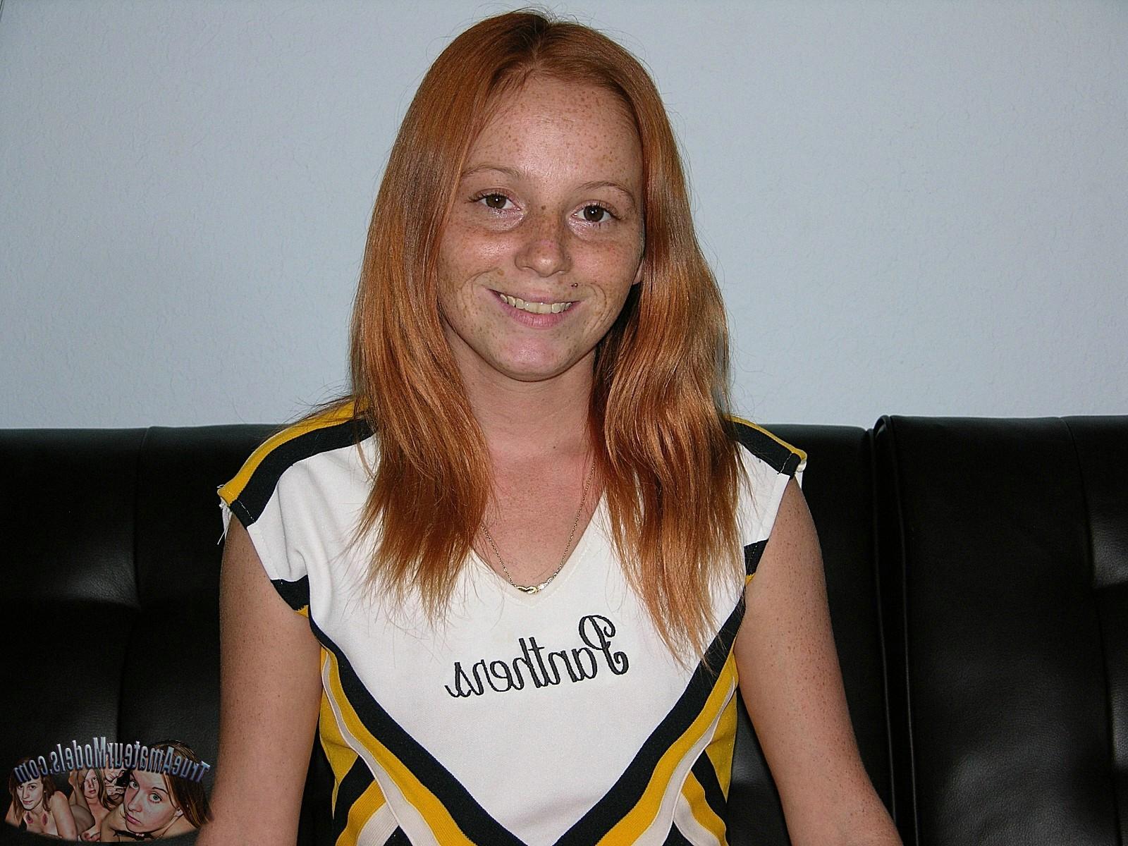 16P Freckled Face Redhead Cheerleader - TrueAmateurModels.com