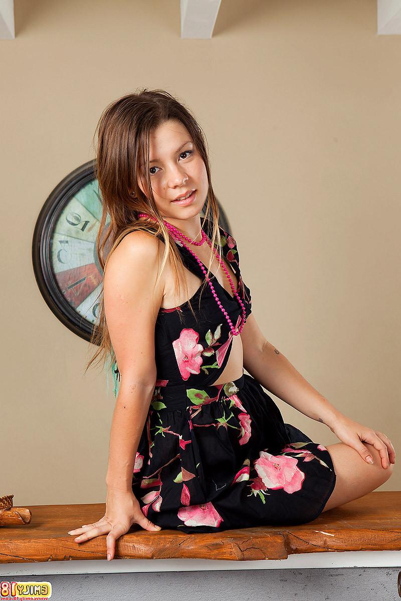15P Emily 18 starts fully dressed and takes her clothes off in the sexy striptease g