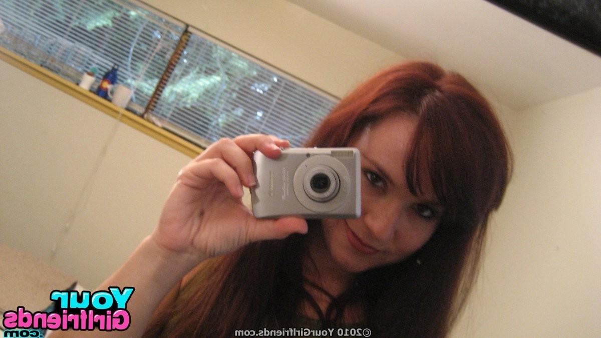 11P Red headed  year old shows her pussy off in these mirror self pics