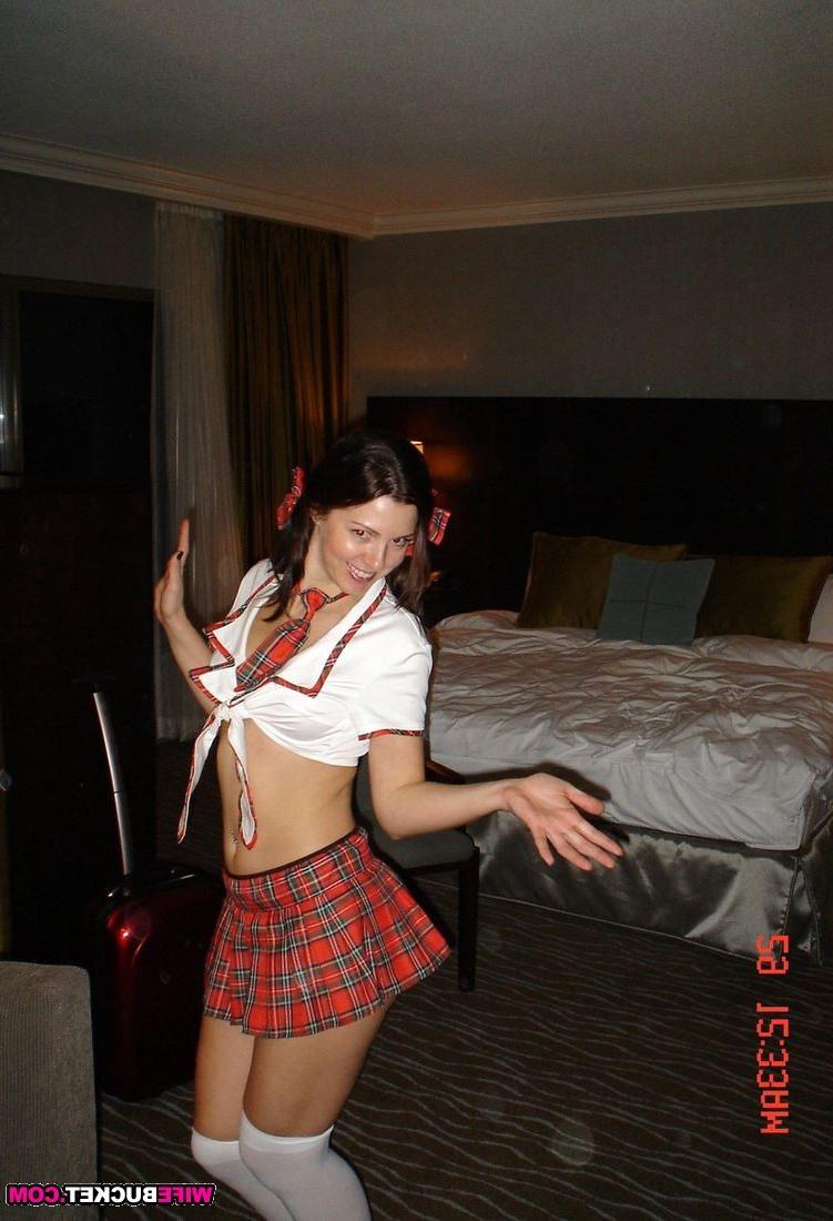 20P Hot MILF giving head in schoolgirl outfit