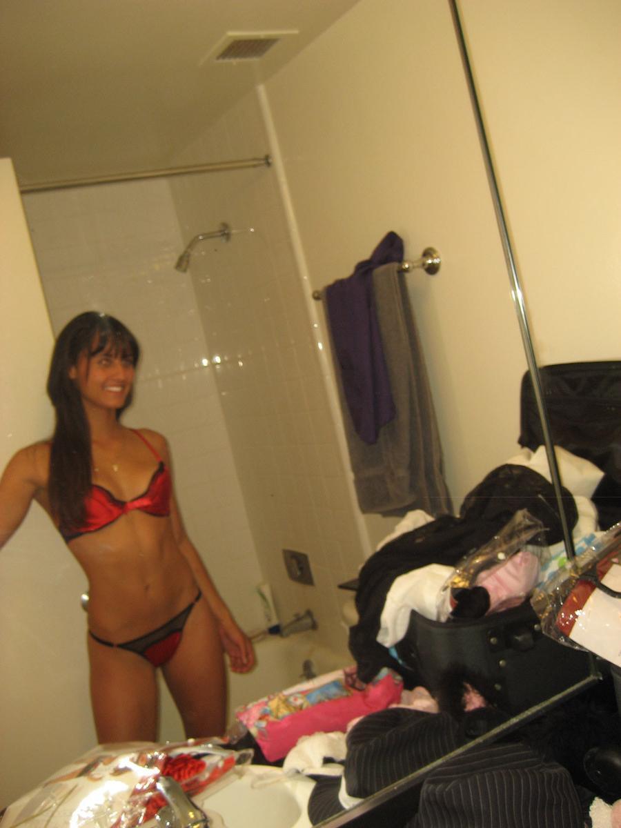 16P Brunette teen girlfriend in the mirror